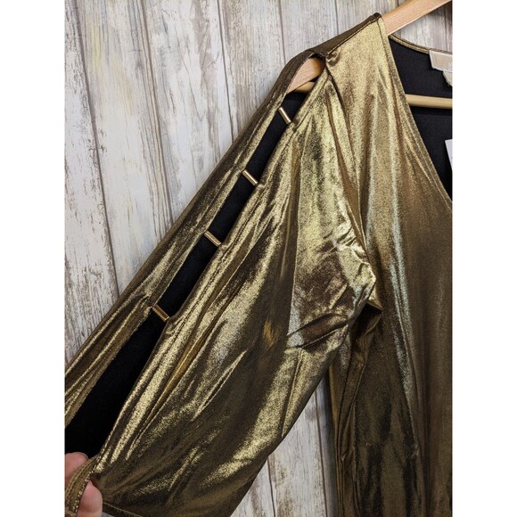 Michael Kors Gold Shimmer Top M Antique Brass Party Holiday New Years NWT $110 - Picture 3 of 10